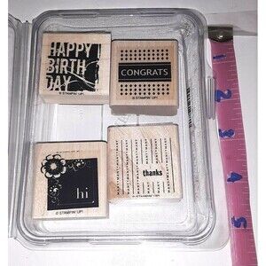 Stamp Set Stampin' Up! Four Square Wood Mount Happy Birthday Thanks Hi Congrats